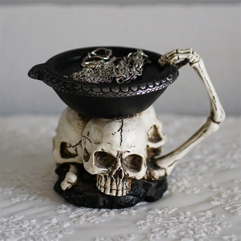 Halloween Creative Three Ghost Head Top Candle Desktop Storage Tray