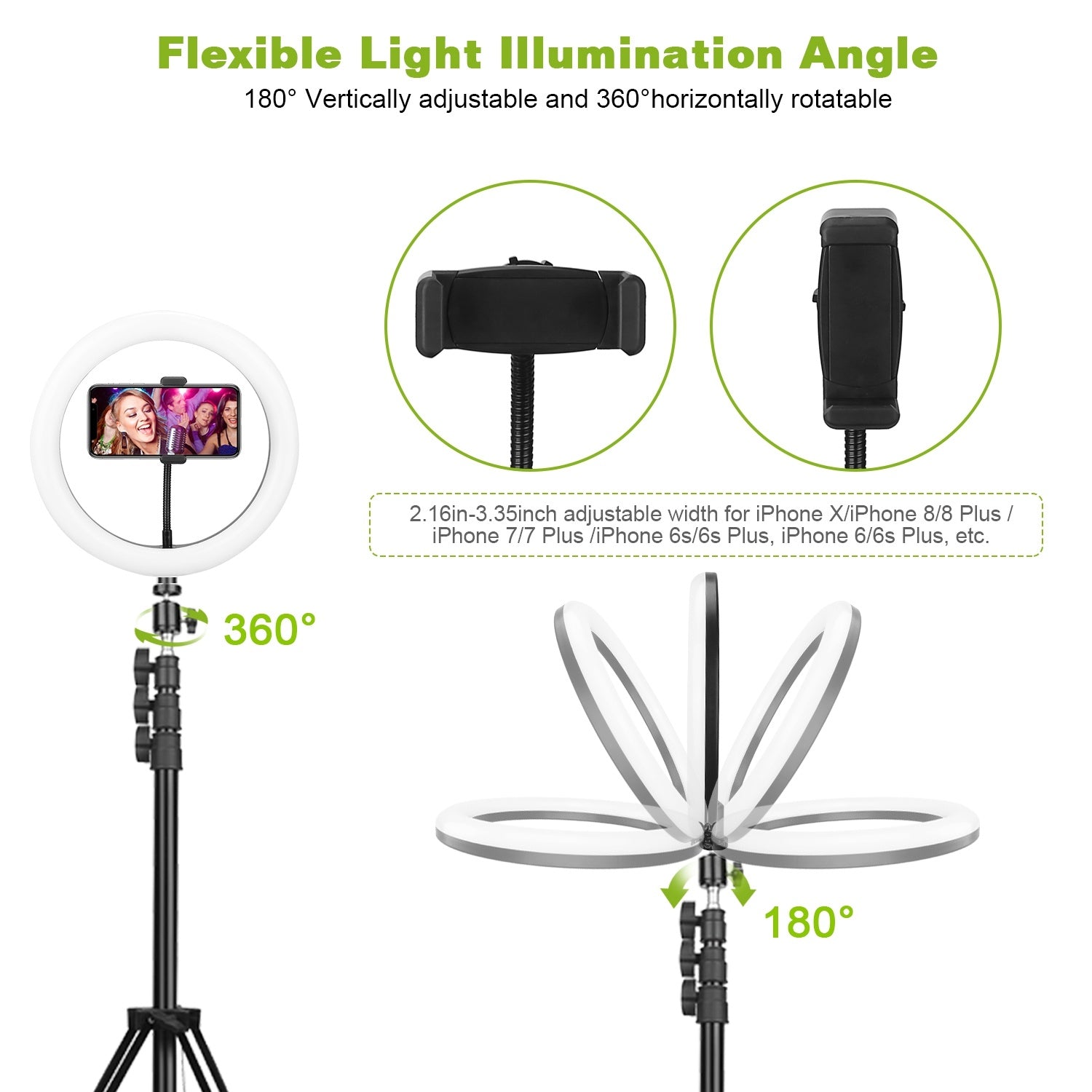Selfie Ring Light 10in LED Dimmable 120 LEDs Makeup Ring Lights With Adjustable Tripod Stand Cell Phone Holder USB Powered For YouTube Video Live Stream Makeup Photography