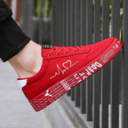 Love Print Canvas Shoes Women Men Flats Lace-up Casual Shoes Lover Sports Shoes Valentines Day