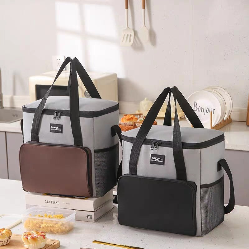 Black Insulated Lunch Bag Durable & Stain-Resistant Oxford Fabric, Excellent Thermal Performance For Hot Cold Food