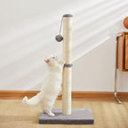 Durable Sisal Rope With Hanging Ball Toy Cat Scratching Post Indoor Space Saving Stable Base Promote Cat Claw Health And Fun Exercise