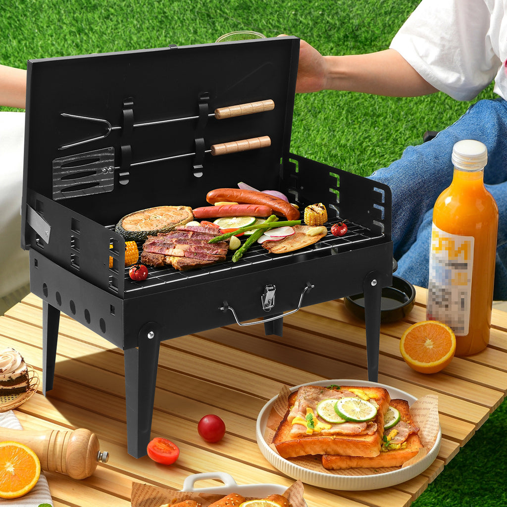 Outdoor Portable Charcoal Grill Black Portable Square Carbon Oven