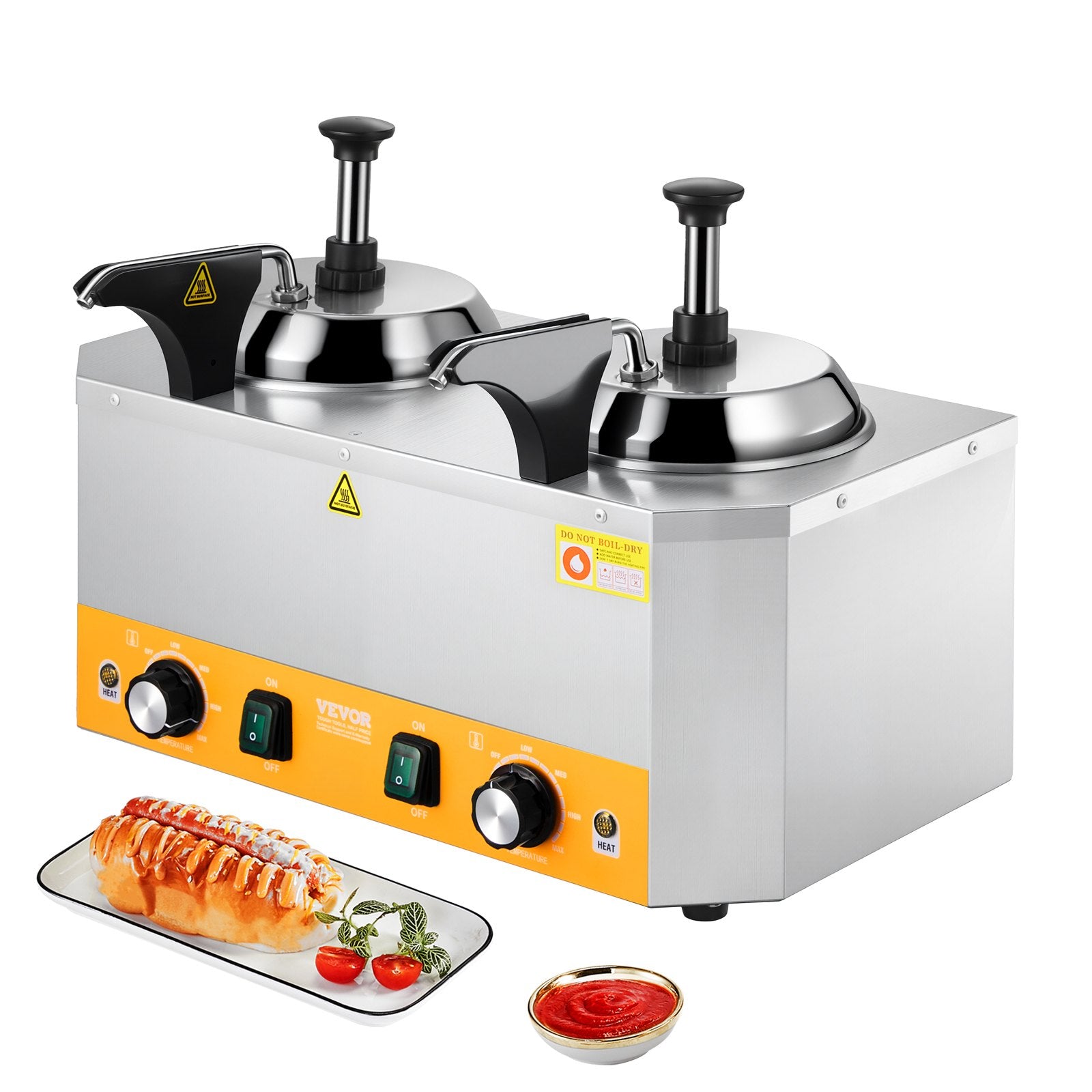 2.4x2 L Electric Cheese Dispenser With Pump Commercial Hot Fudge Warmer 86F-230F