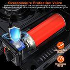 1Pc 3300W Portable Camping Stove Butane Canister Dual Fuel Burner Piezo Electric Ignition Single Burner With Automatic Tank Ejection Overpressure Cut Off Carry Case For Camping Hiking Picnic Fishing B