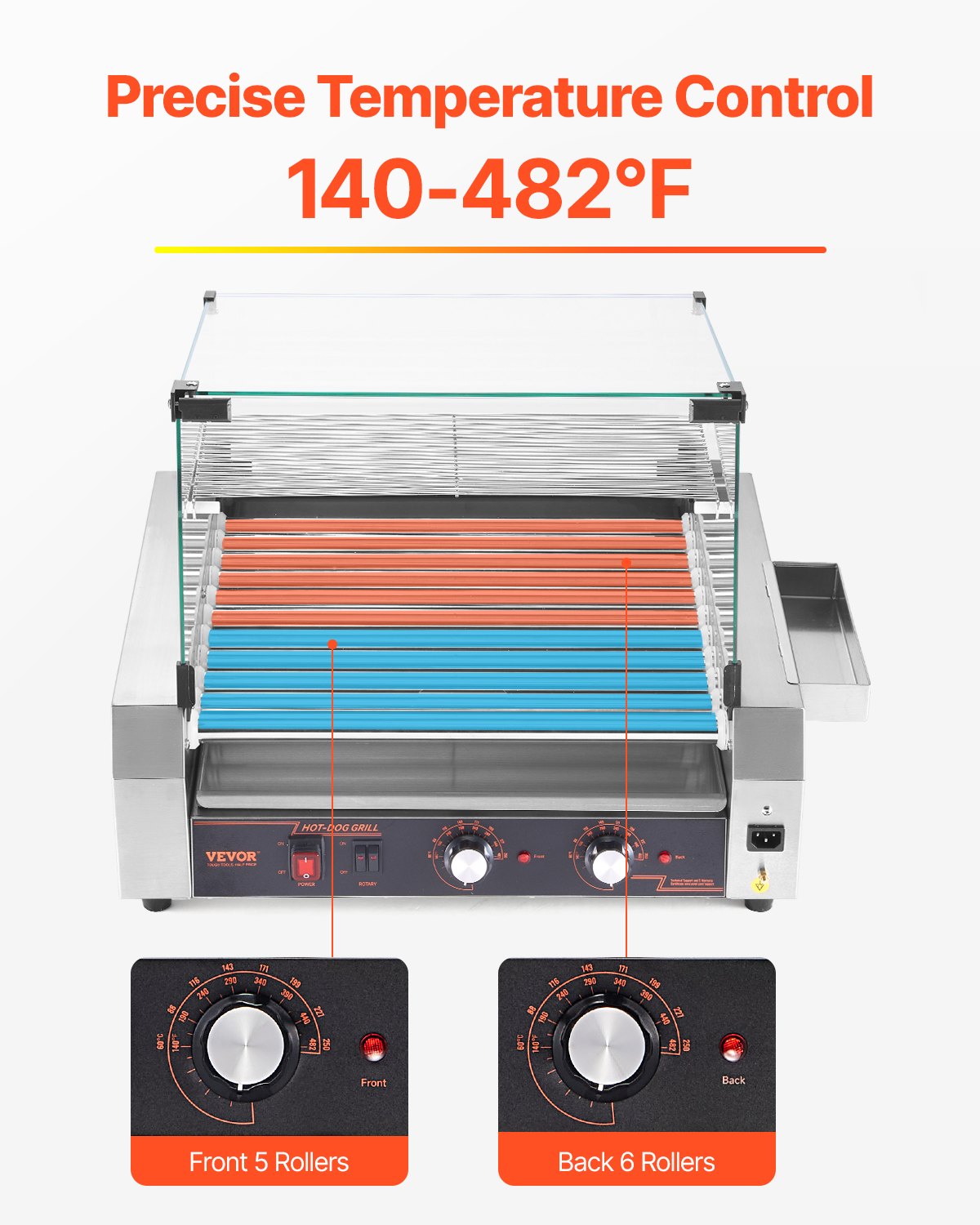 Electric 30 Hot Dog 11 Roller Commercial Grill Cooker Machine Cover 1600W