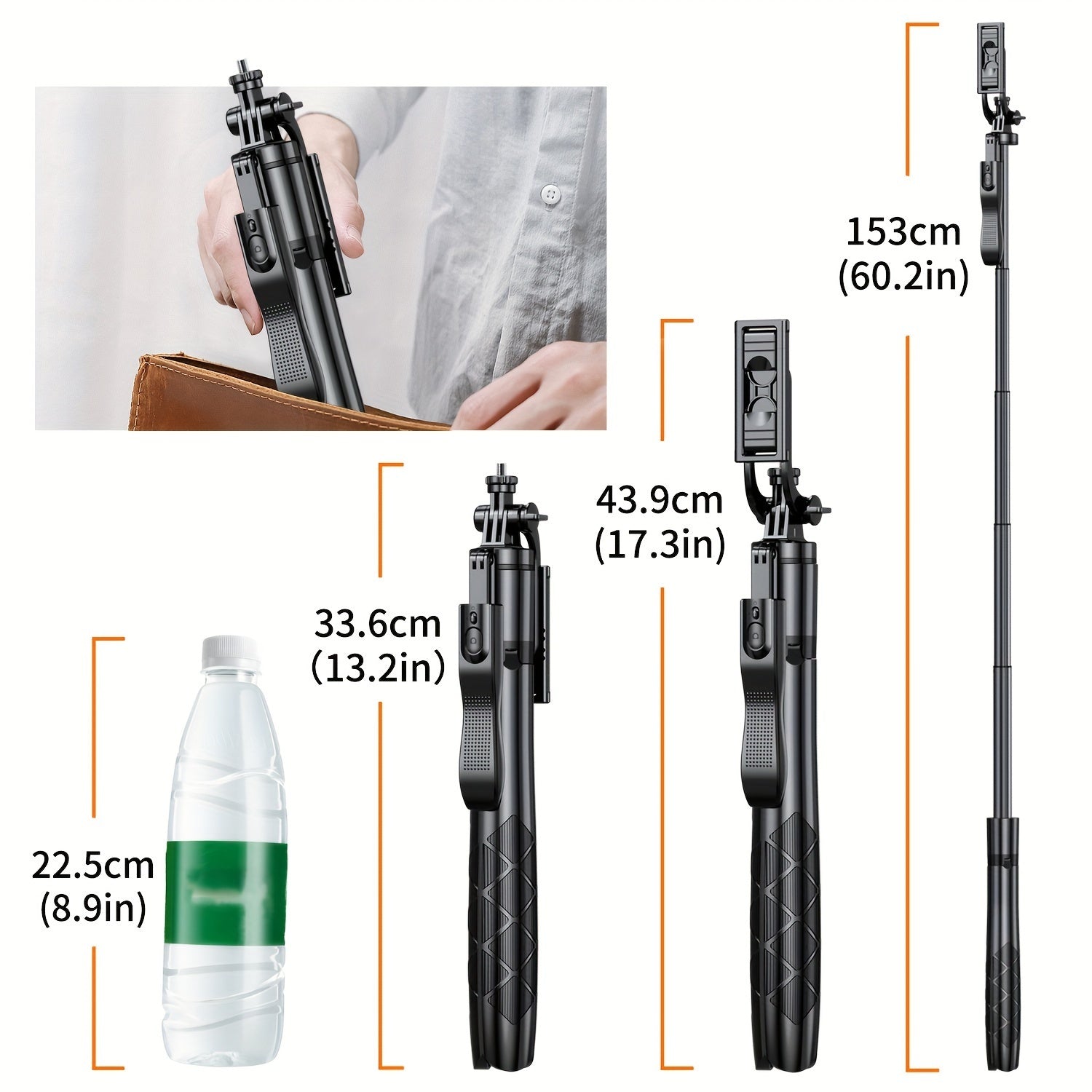 Selfie Stick Tripod, All In One Extendable Phone Tripod Stand With Wireless Remote  Rotation For iPhone And Android Phone Selfies, Video Recording, Vlogging, Live Streaming, Aluminum, Black