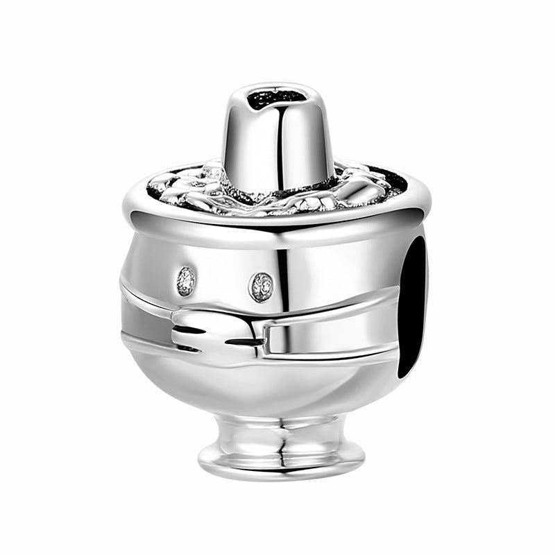 S925 Sterling Silver Beads Zongzi Hot Pot Drink Bracelet With Mask Diy Accessories Beads