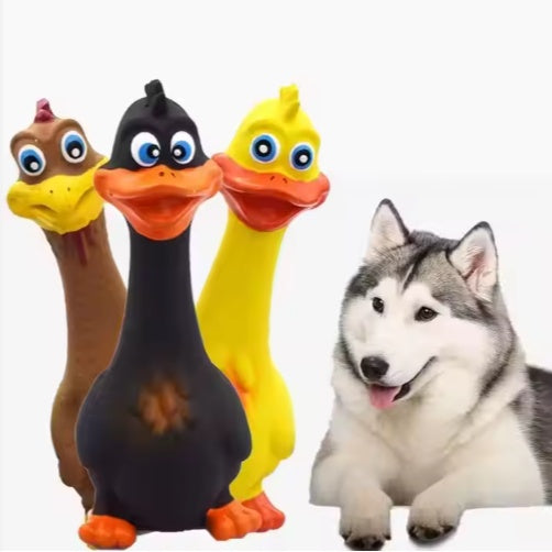 US LOCAL STOCK HiphoppetNew Latex Interactive Dog Chew Toys Cute Duck Shape Squeaky Pet Dog Interactive Boredom Buster Toys