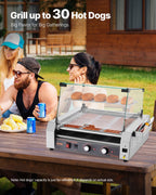 Electric 30 Hot Dog 11 Roller Commercial Grill Cooker Machine Cover 1600W