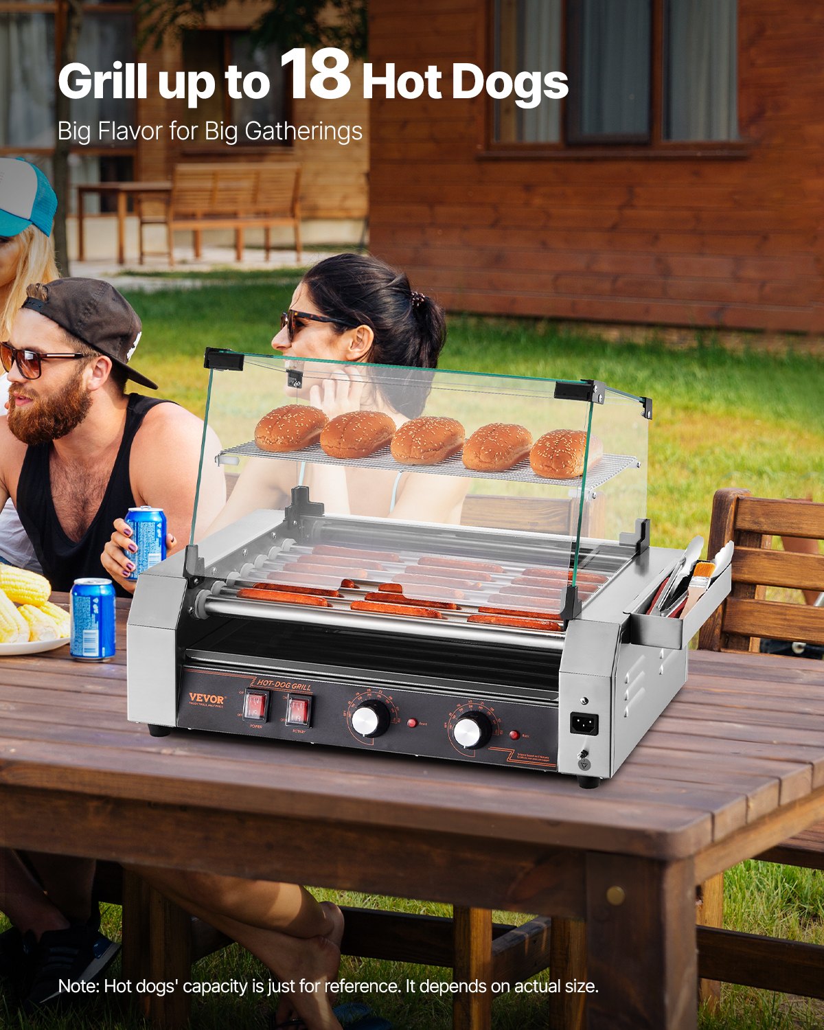 Electric 18 Hot Dog 7 Roller Commercial Grill Cooker Machine Cover 1050W