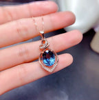 Blue Zircon Diamonds Gemstones Pendant Necklace