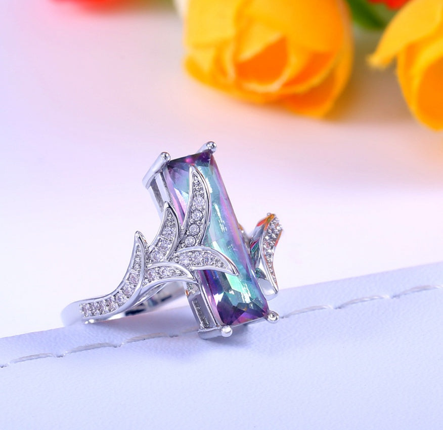 Seven Color Topaz Diamond Ring