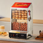 Commercial Hot Dog Steamer 2-Tier Electric Bun Warmer 39QT Slide Doors