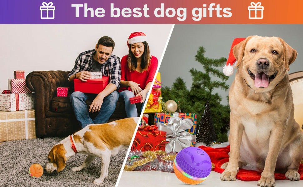 Dog Toys Ball, Automatic Rolling Toy, Lively Pet Ball For Medium, Large Dogs To Relieve Boredom, Activated Automatic Motion Dog Balls Toy With LED Flash, USB Rechargeable Orange Purple Interactive