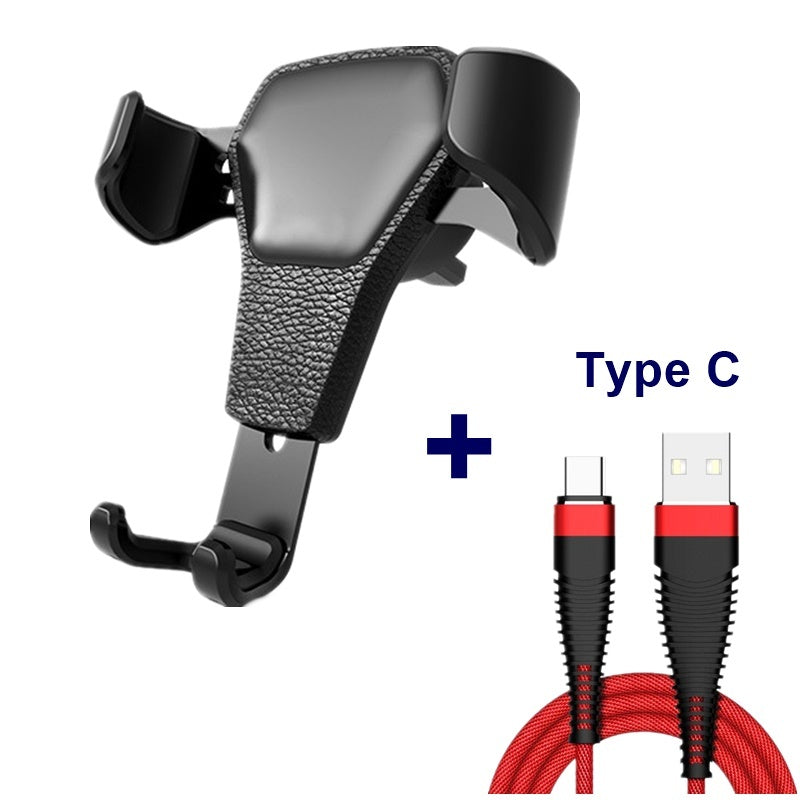 iPhone & Android Leather grain gravity mobile phone car holder