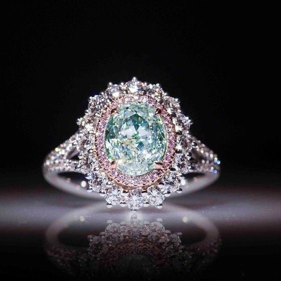 Green Topaz New Arrival Simulated Green Topaz Ring For Women, Diamond Accent Gem Jewelry