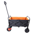 Mini Folding Wagon Garden Shopping Beach Cart  Black Yellow Brake