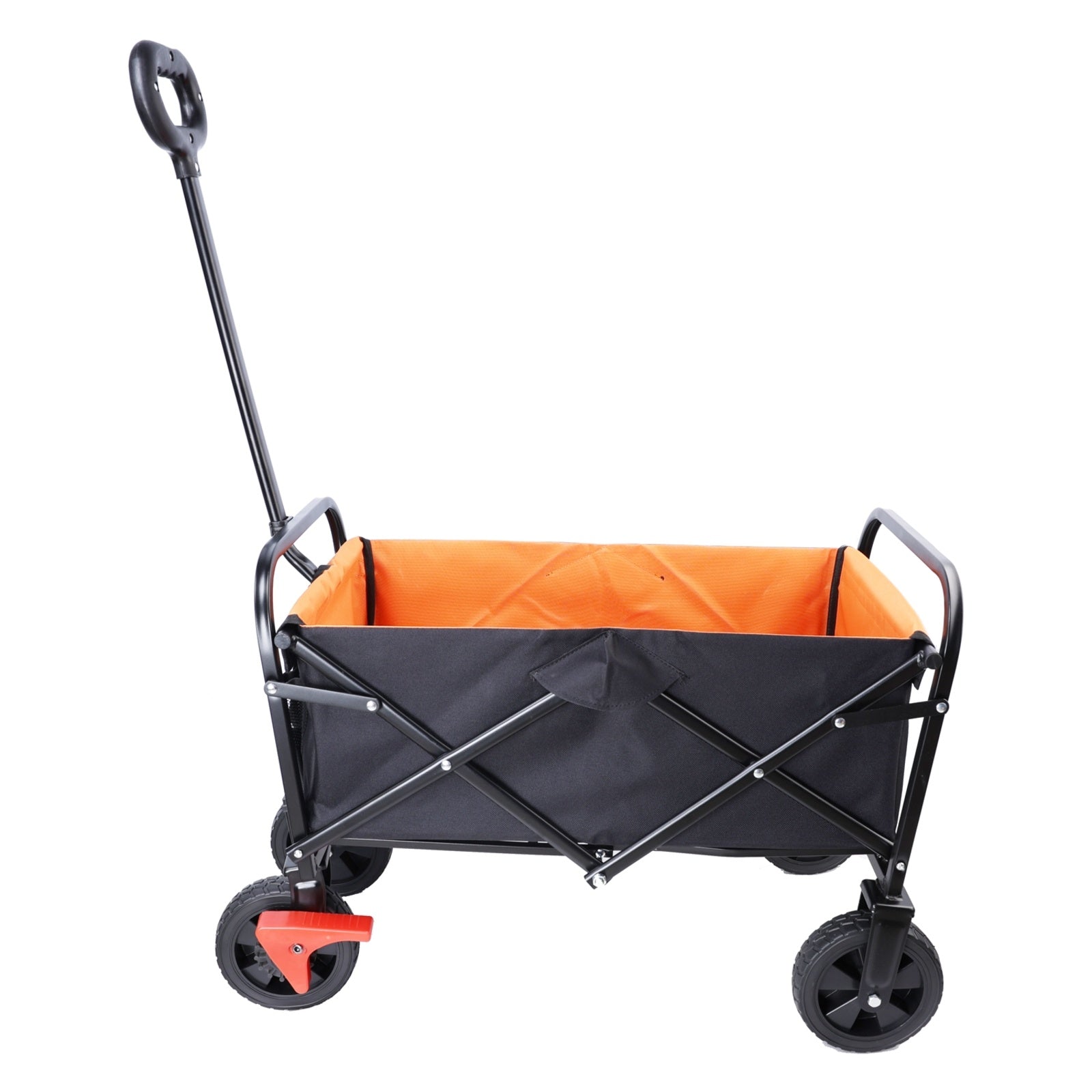 Mini Folding Wagon Garden Shopping Beach Cart  Black Yellow Brake