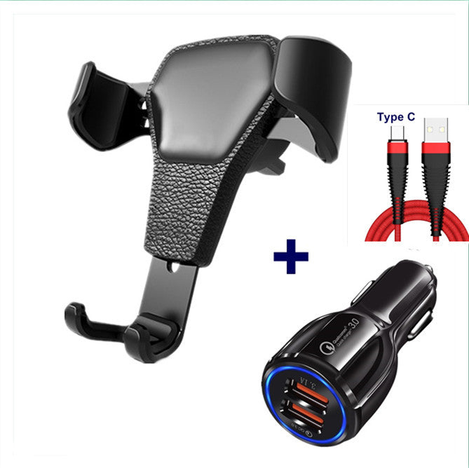 iPhone & Android Leather grain gravity mobile phone car holder