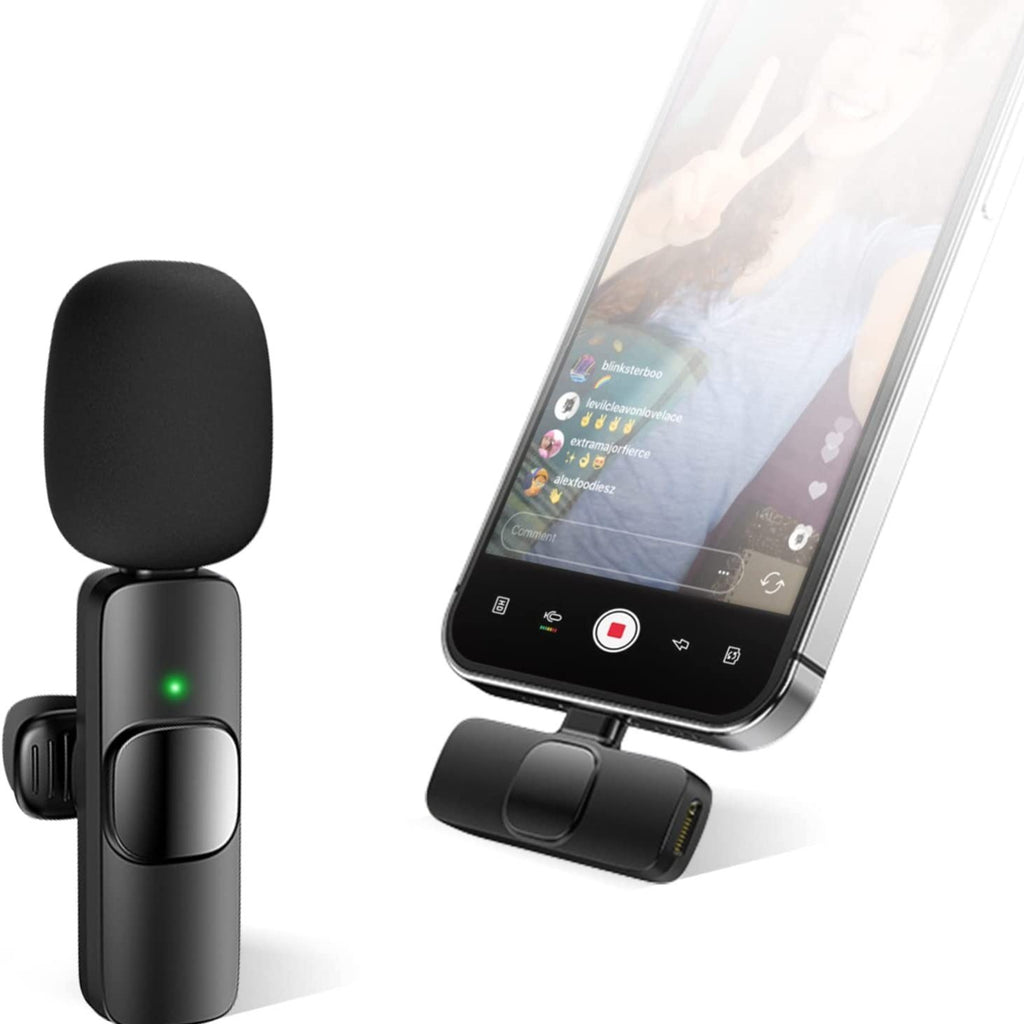 iPhone and Android Wireless Lavalier Lapel Microphone For iPhone iPad Professional Wireless Clip Mic - Cordless Omnidirectional Condenser Recording Mic For Interview Video Podcast Vlog YouTube