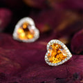 Heart-Shaped Topaz Studs With Diamond Earrings