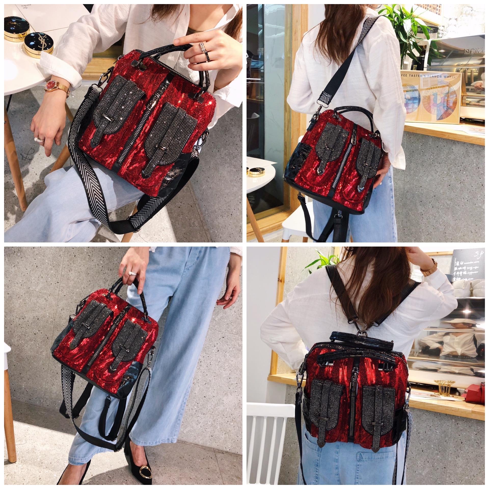 Hot Rhinestone Corduroy Sequin Diagonal Bag