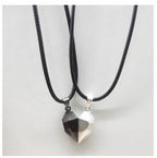 Attractive Wishing Stone Couple Pendant Necklace Ancient Love Token Heart-shaped Electrocardiogram Magnetic Heart Pendant Splicing Necklace Valentine's Day Gift