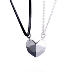 Attractive Wishing Stone Couple Pendant Necklace Ancient Love Token Heart-shaped Electrocardiogram Magnetic Heart Pendant Splicing Necklace Valentine's Day Gift