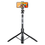 Selfie Stick Tripod, All In One Extendable Phone Tripod Stand With Wireless Remote  Rotation For iPhone And Android Phone Selfies, Video Recording, Vlogging, Live Streaming, Aluminum, Black