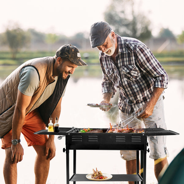 Outdoor Barbecue Grill 20.3x33x69.8cm Rectangular, Black, Iron