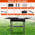 Outdoor Barbecue Grill 20.3x33x69.8cm Rectangular, Black, Iron