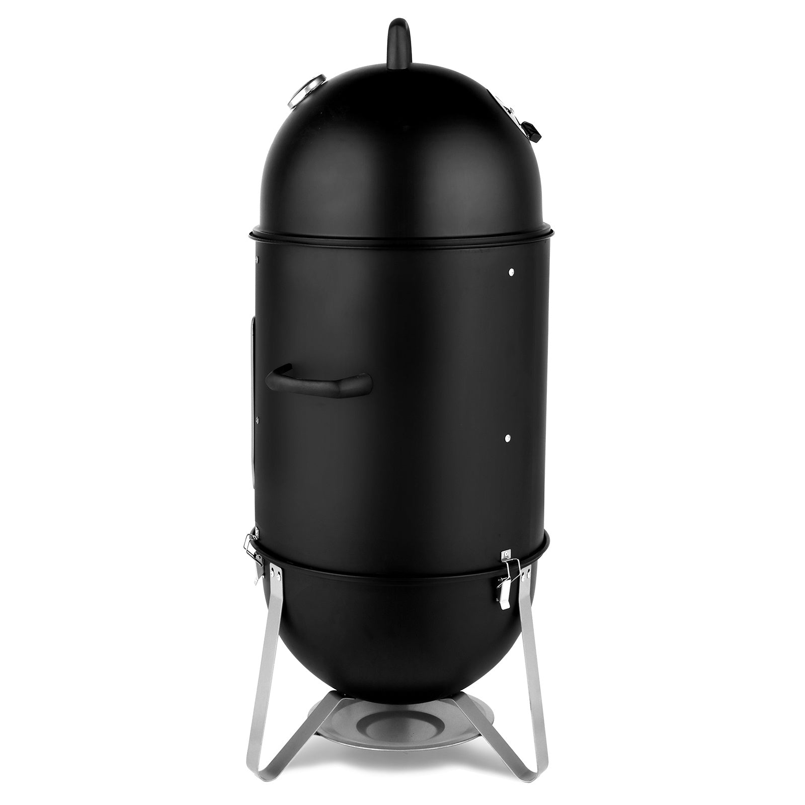 Charcoal Grill 48x48x119cm Black 3-layer Oval Cylinder Smoker Iron