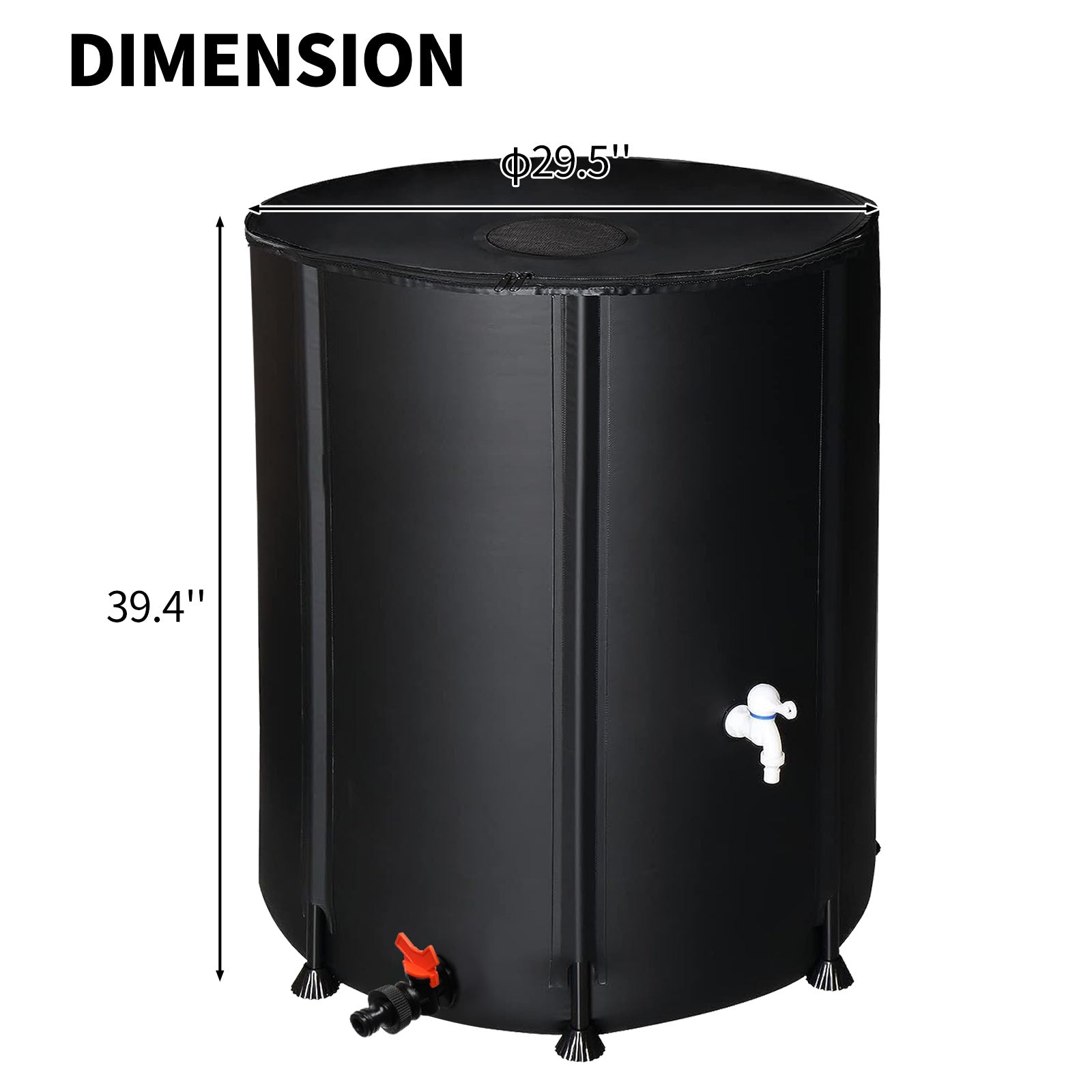 Outdoors 132gal Black PVC Foldable Rain Bucket