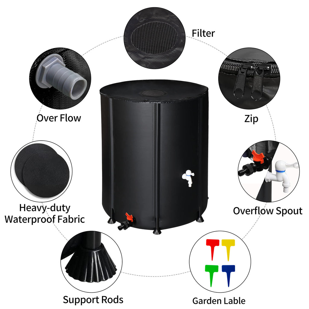 Outdoors 132gal Black PVC Foldable Rain Bucket