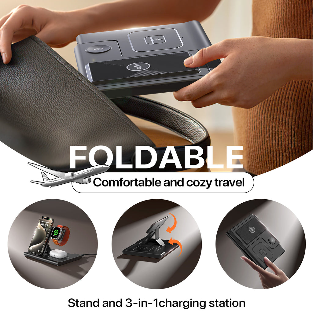 Fast Charging Stand 3 In 1 Wireless Charging Station For Multiple Devices 15W