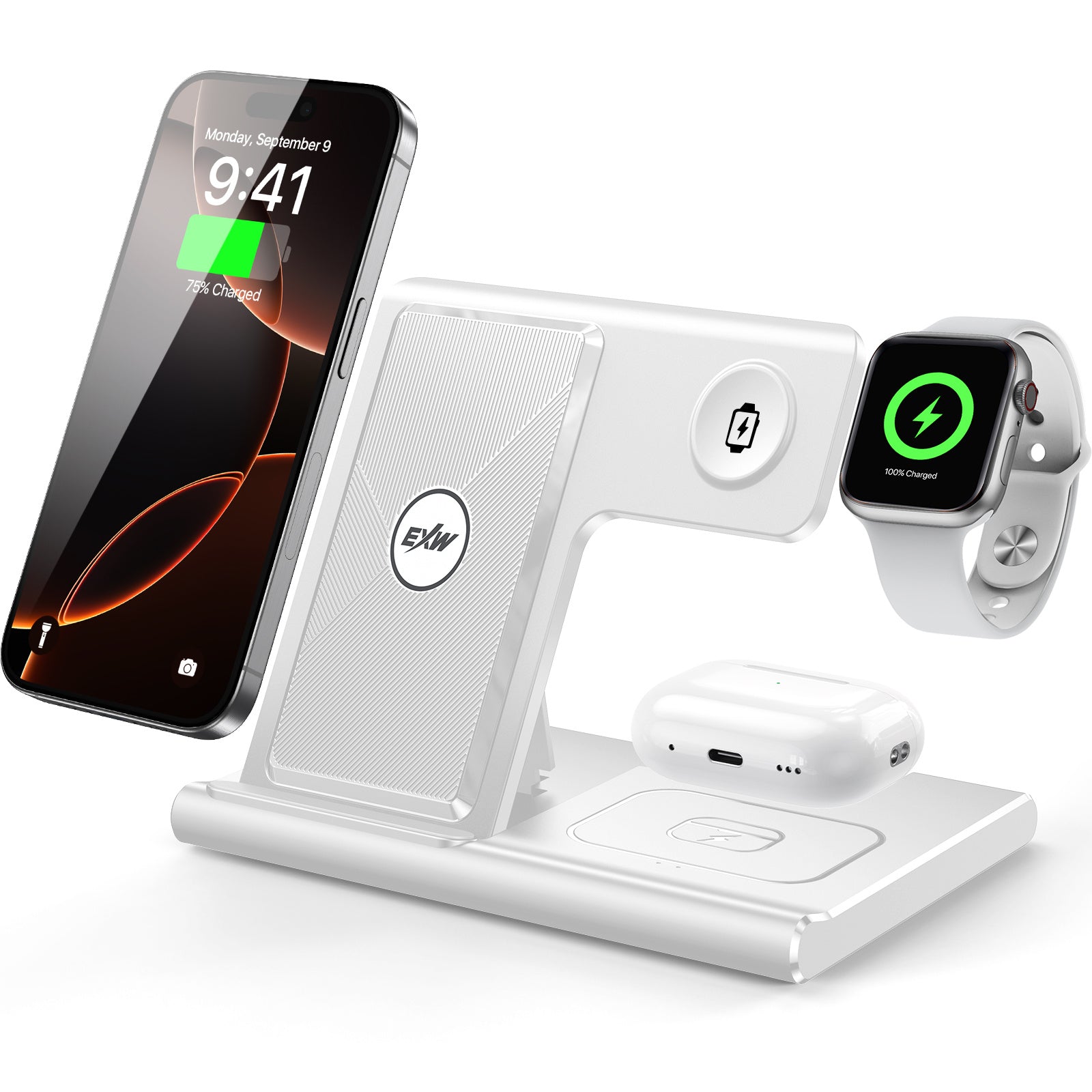 Fast Charging Stand 3 In 1 Wireless Charging Station For Multiple Devices 15W
