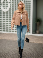 Women's Plus Size New Fashionable Flannel Short Jacket Fashion 2025 Autumn Top