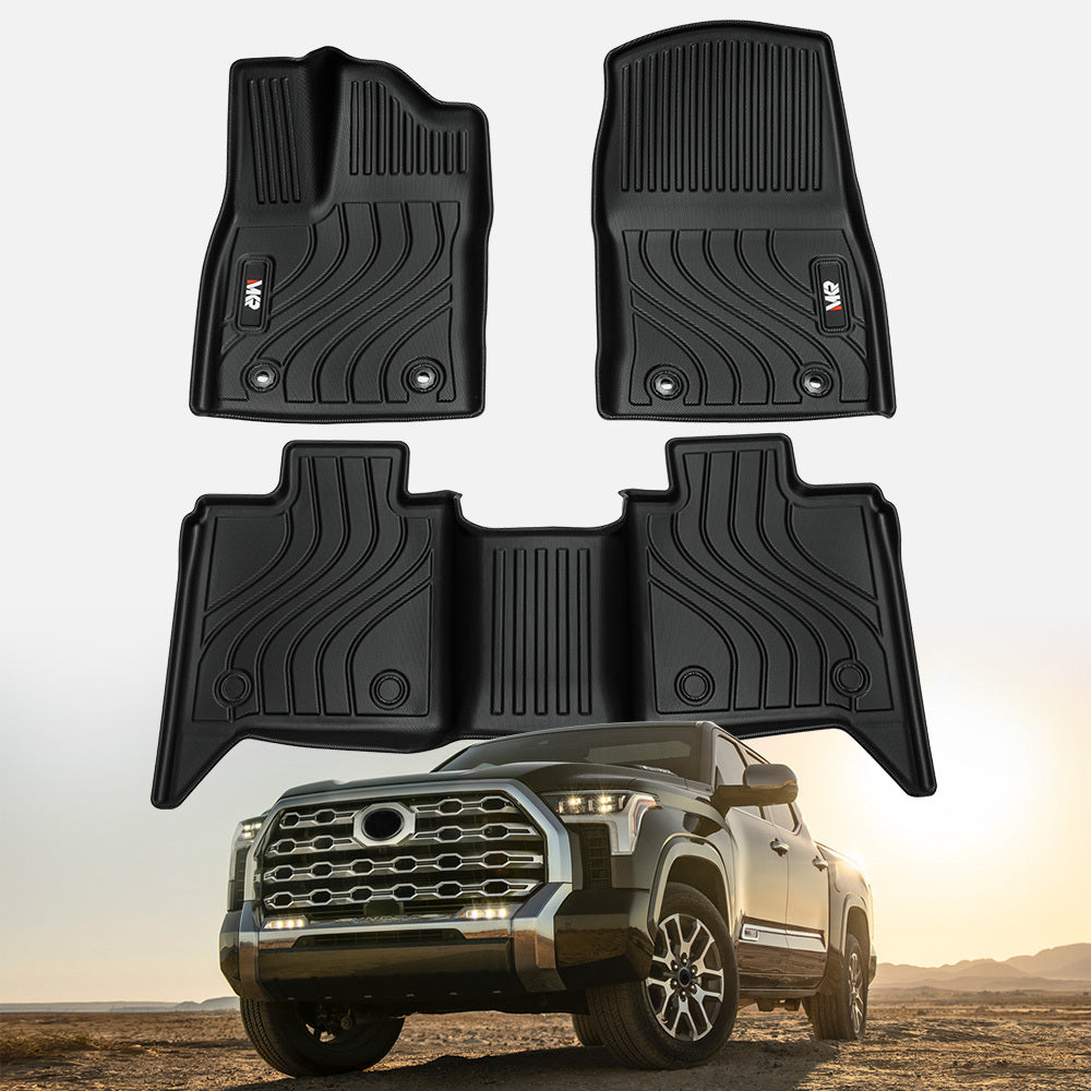 Toyota Tundra All-Weather TPE Front And Rear Row Floor Liners Floor Mats Fit For Toyota Tundra Crew Max Cab 2022-2025, Custom Fit Tundra Car Mats 20484