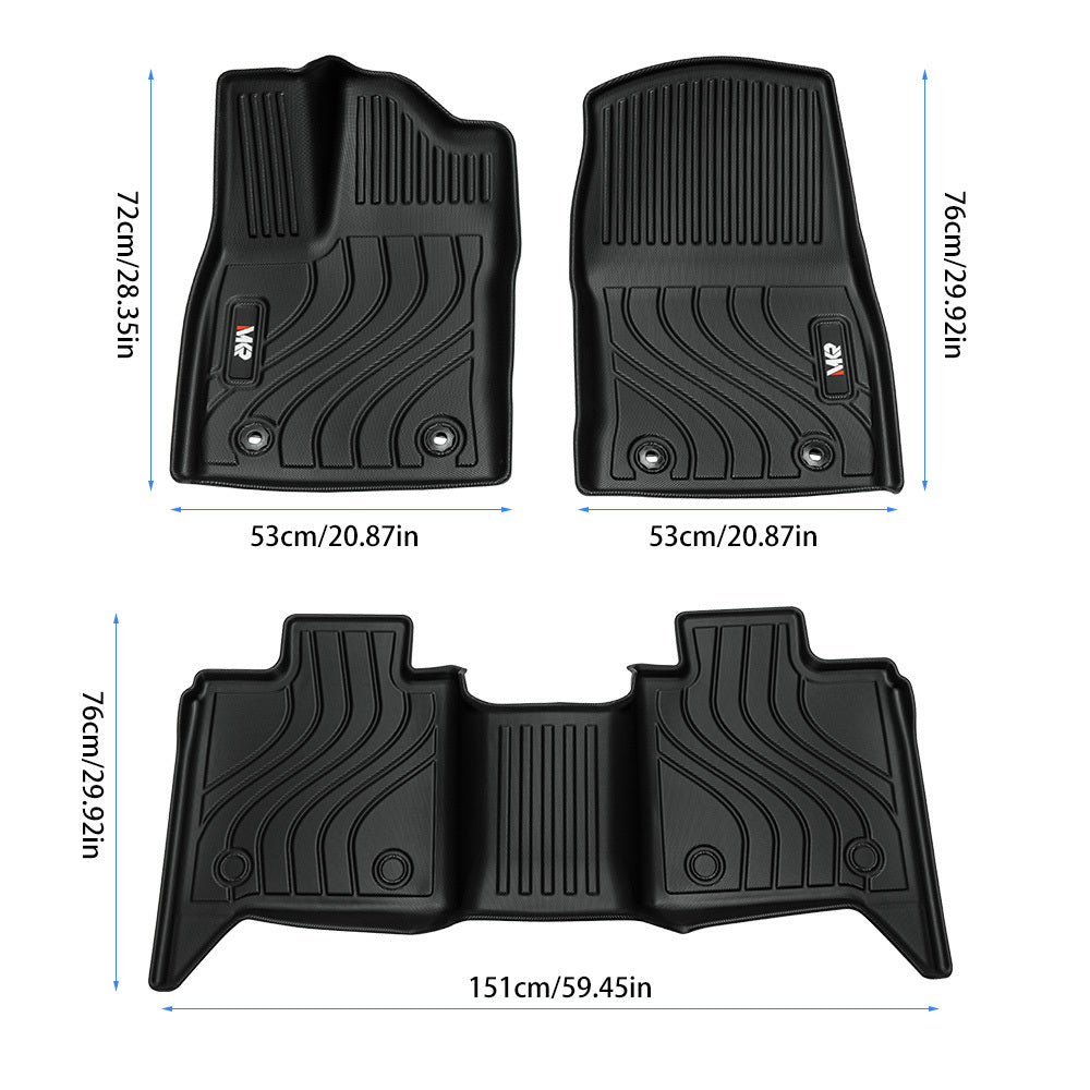 Toyota Tundra All-Weather TPE Front And Rear Row Floor Liners Floor Mats Fit For Toyota Tundra Crew Max Cab 2022-2025, Custom Fit Tundra Car Mats 20484