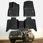 Toyota Tundra All-Weather TPE Front And Rear Row Floor Liners Floor Mats Fit For Toyota Tundra Crew Max Cab 2022-2025, Custom Fit Tundra Car Mats 20484