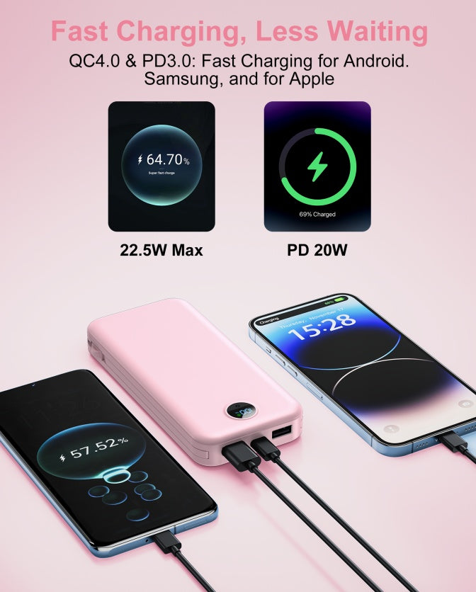 Digital Display Power Bank With AC Socket For Fast Charging, It Comes With A Dual-wire Digital Display Power Bank