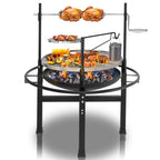 Outdoor Portable Round Grill - Round Black Iron Spray Coated Grill