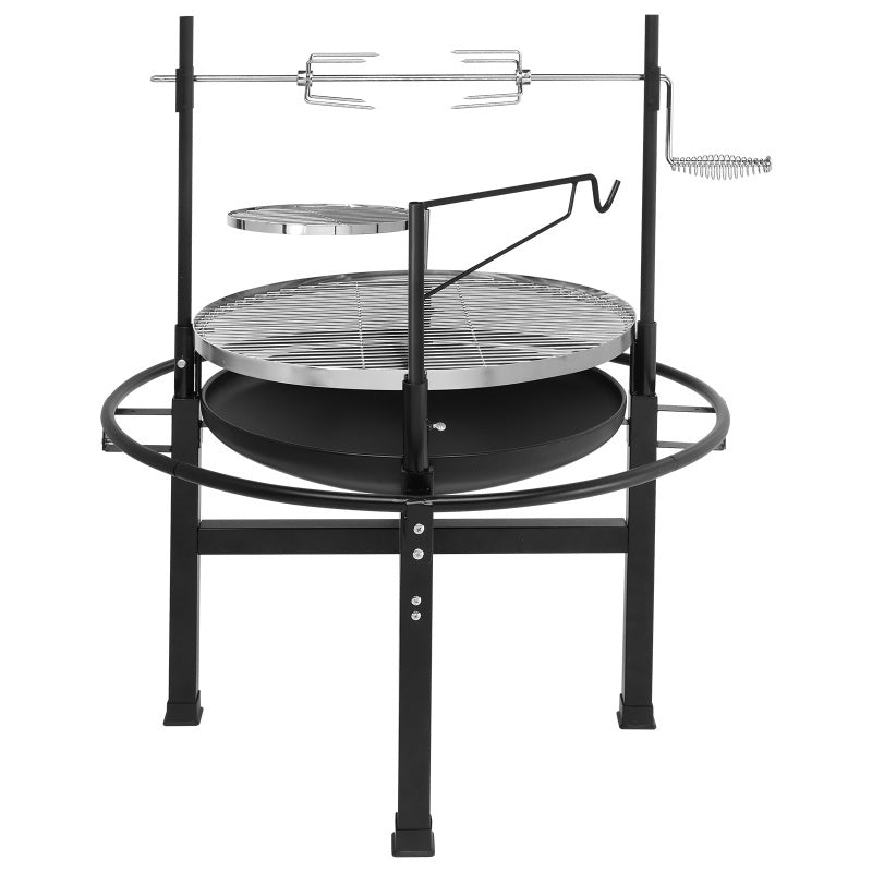 Outdoor Portable Round Grill - Round Black Iron Spray Coated Grill