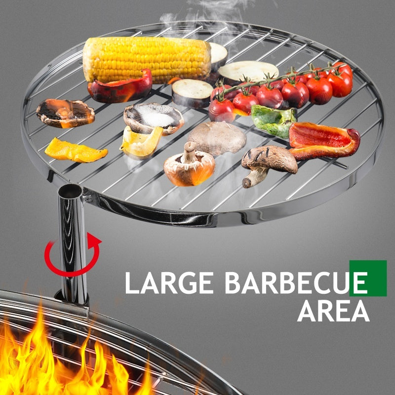 Outdoor Portable Round Grill - Round Black Iron Spray Coated Grill