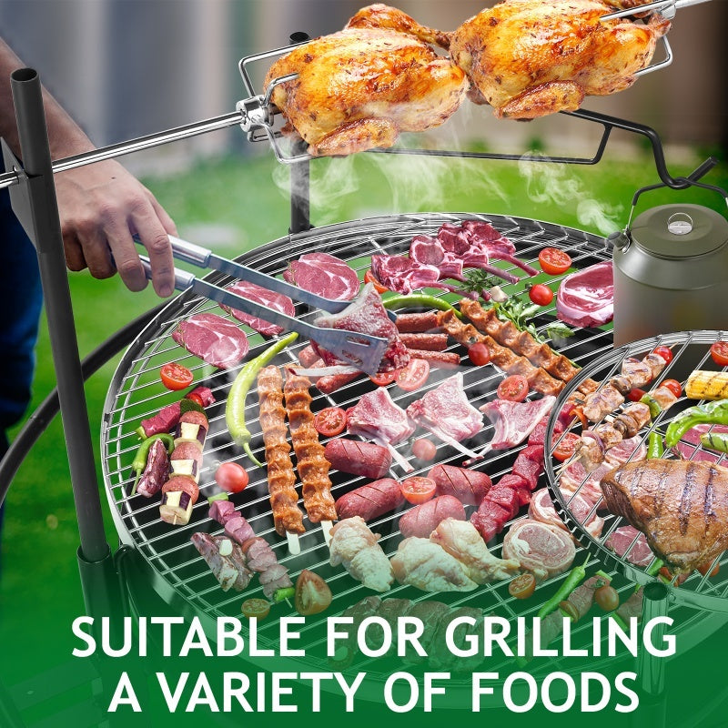 Outdoor Portable Round Grill - Round Black Iron Spray Coated Grill