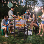 Outdoor Portable Round Grill - Round Black Iron Spray Coated Grill