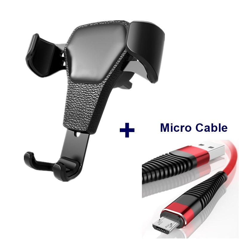 iPhone & Android Leather grain gravity mobile phone car holder