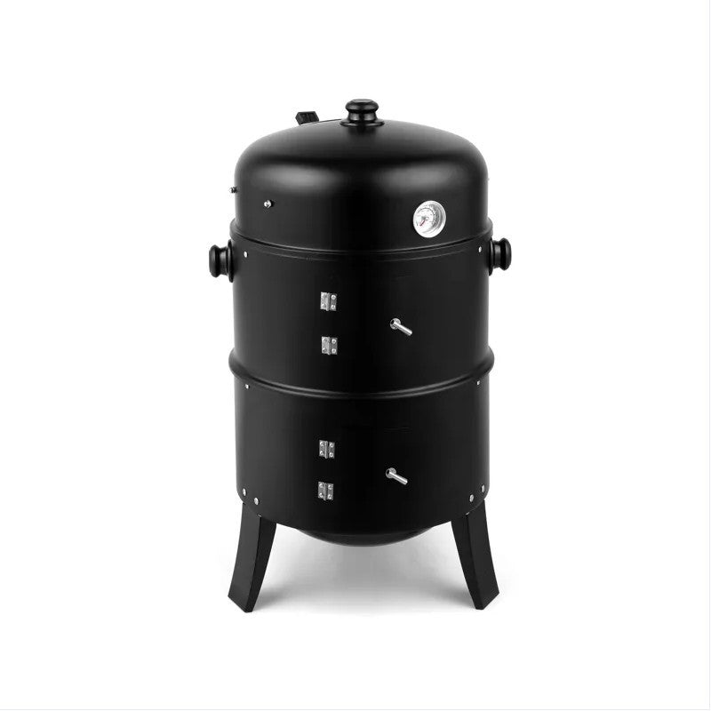 Outdoor portable Iron Spray Smoker Carbon Grill Black