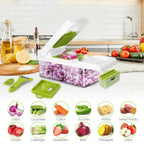 1Set 12 In 1 Vegetable Chopper With Container Kitchen Food Slicer Dicer Grater Peeler Egg Separator Hand Protector For Onion Salad Potato