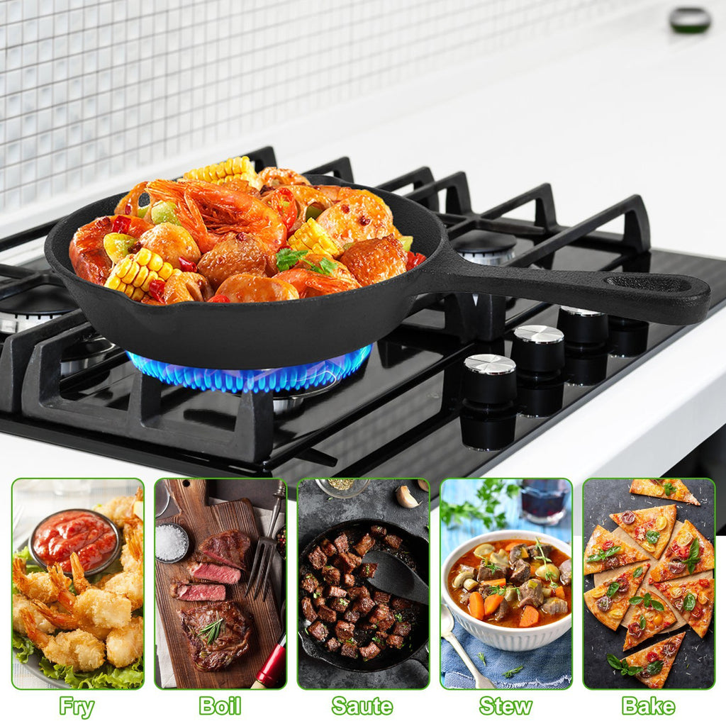 3Pcs Pre-Seasoned Cast Iron Skillet Set 6in 8in 10in Non-Stick Oven Safe Cookware Heat-Resistant Frying Pan For Frying Cooking Baking